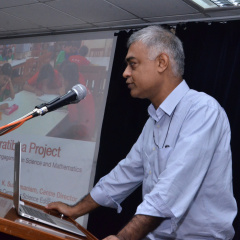 Prof. Sandip Trivedi, Director, TIFR talks to the students and teachers at the launch