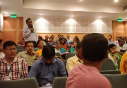 Teachers sharing their experience with previous Vigyan Pratibha workshops