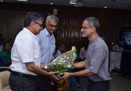 Prof. K. Subramaniam, Centre Director, HBCSE, welcomes Dr. Basu