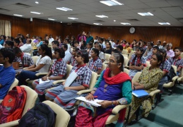Teachers and students from various schools attend the Vigyan Pratibha launch