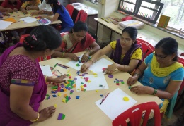 Teachers making hexagons using Rangometry kit